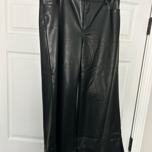 Black Faux Leather Wide-Leg Pants